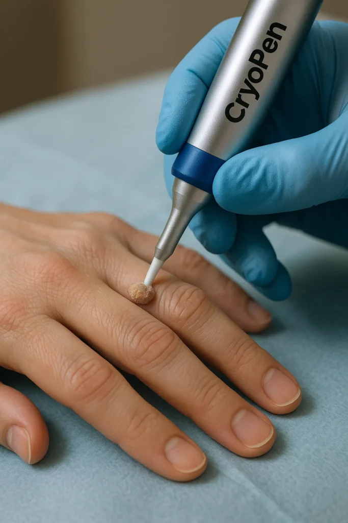example of cryopen wart removal Biggleswade treatment on a persons finger