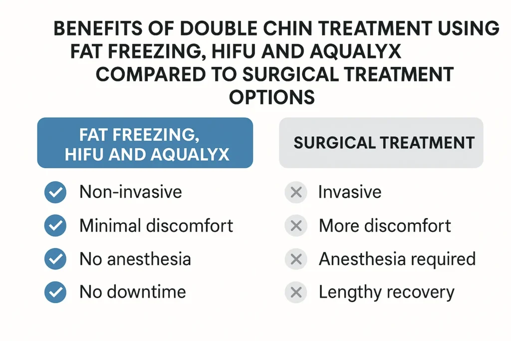 Graphic about the benefits of double chin treatment Biggleswade - from LA LIPO