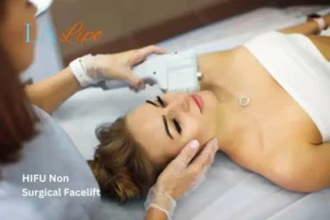 Woman having Hi-Fu to reduce wrinkles Biggleswade.