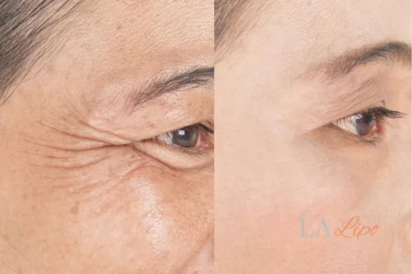 Before and after results of woman - HI-fu wrinkles reduction treatment Biggleswade