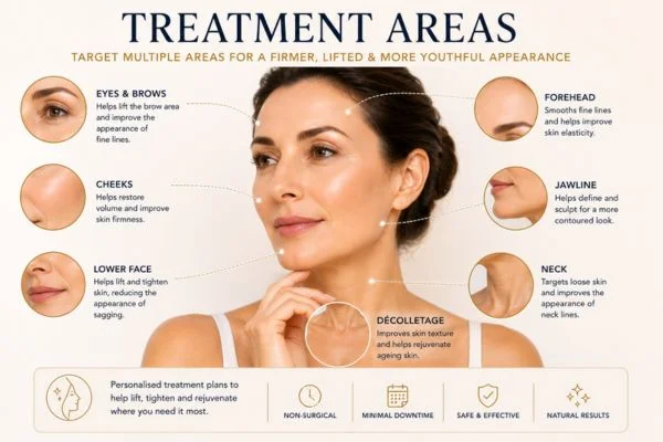 Areas of treatment for the ultimate lift tighten treatment Biggleswade
